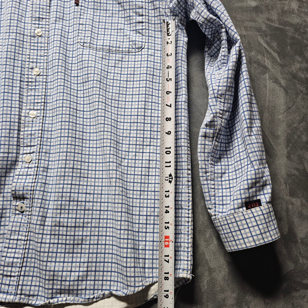 Cinch WRX Mens Large FR Flame Resistant Shirt Blue White Grid HRC-2 NFPA 2112 - Picture 5 of 10
